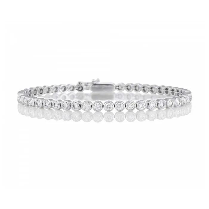 Bracelets GB Real Sparkling Bezel Set Round Cut 450 Carats Natural Earth Mined Diamonds Bracelet WG 14K Bracelets GB Real Sparkling Bezel Set Round Cut 450 Carats Natural Earth Mined Diamonds Bracelet WG 14K