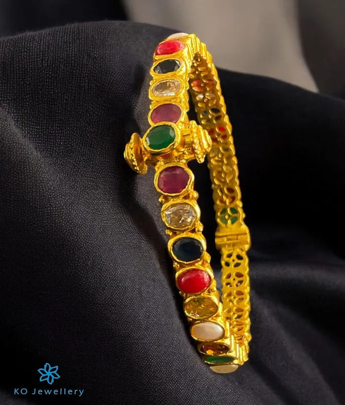 Bracelets Silversmith The Kripa Silver Navratna Bracelet Size222426