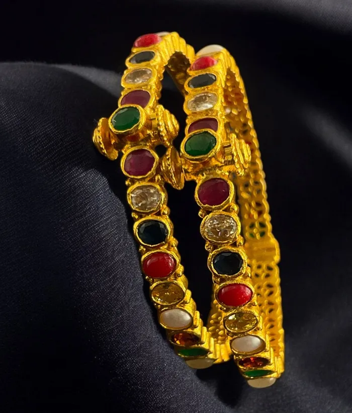 Bracelets Silversmith The Kripa Silver Navratna Bracelet Size222426