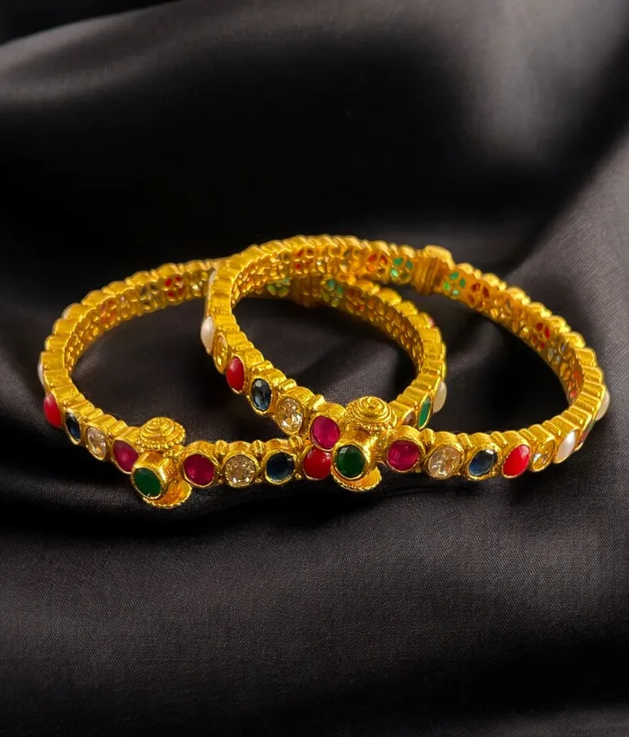 Bracelets Silversmith The Kripa Silver Navratna Bracelet Size222426