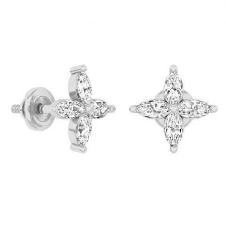 Earrings 2 Carats Sparkling Marquise Cut Natural Earth Mined Diamonds Studs Earring White Gold 14K GB Earrings 2 Carats Sparkling Marquise Cut Natural Earth Mined Diamonds Studs Earring White Gold 14K GB