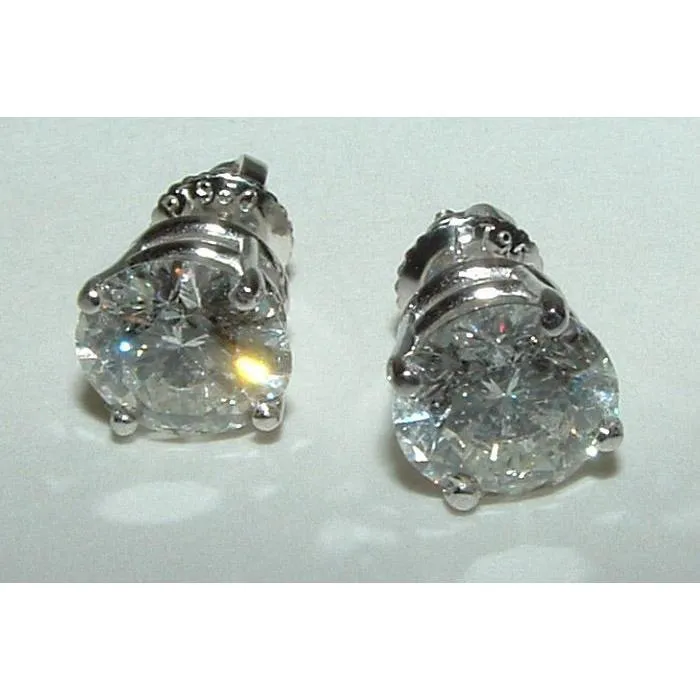 Earrings 4 Carat G SI1 Round Brilliant Natural Earth Mined Diamond Studs Platinum Earrings GB Earrings 4 Carat G SI1 Round Brilliant Natural Earth Mined Diamond Studs Platinum Earrings GB
