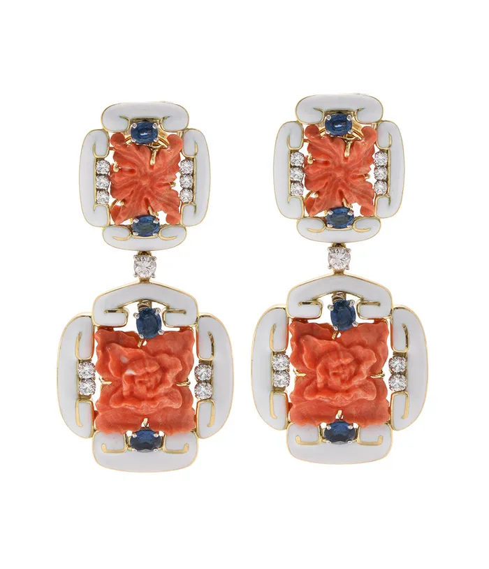 Earrings David Webb Scroll Garden Earrings