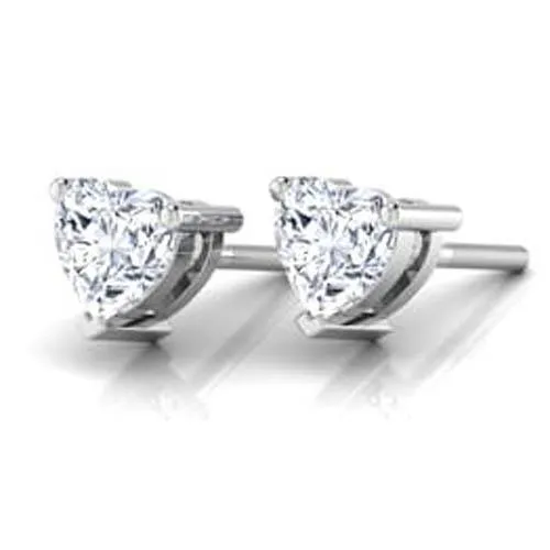 Earrings GB 1 Carat Prong Set Heart Cut Natural Earth Mined Diamond Stud Earring 14K White Gold Earrings GB 1 Carat Prong Set Heart Cut Natural Earth Mined Diamond Stud Earring 14K White Gold