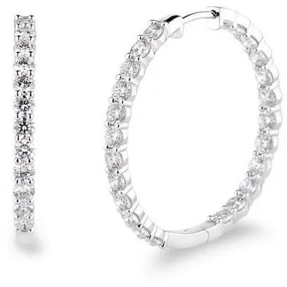 Earrings GB 27 Ct Round Brilliant Cut Natural Earth Mined Diamond Hoop Earrings Earrings GB 27 Ct Round Brilliant Cut Natural Earth Mined Diamond Hoop Earrings