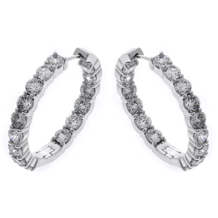 Earrings GB 510 Carats Sparkling Round Natural Earth Mined Diamonds Hoop Earrings 14K White Gold Earrings GB 510 Carats Sparkling Round Natural Earth Mined Diamonds Hoop Earrings 14K White Gold