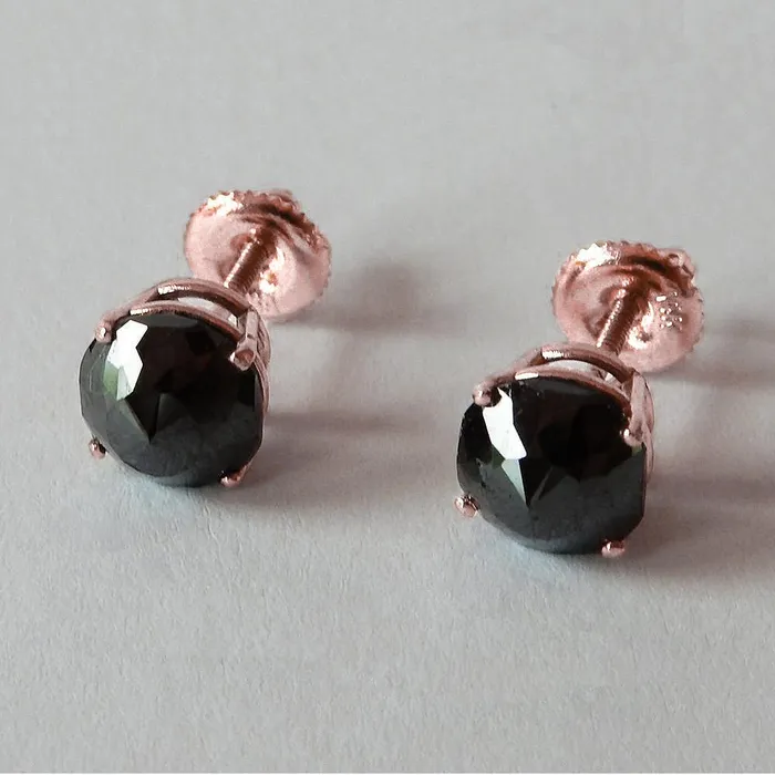 Earrings GB 5 Carats Stud Earrings Cushion Black Natural Earth Mined Diamonds Rose Gold 14K Finish Earrings GB 5 Carats Stud Earrings Cushion Black Natural Earth Mined Diamonds Rose Gold 14K Finish