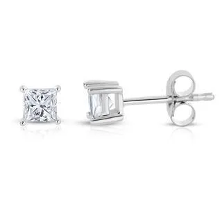 Earrings GB Princess Cut 2 Carats Natural Earth Mined Diamonds Women Stud Earrings White Gold 14K Earrings GB Princess Cut 2 Carats Natural Earth Mined Diamonds Women Stud Earrings White Gold 14K