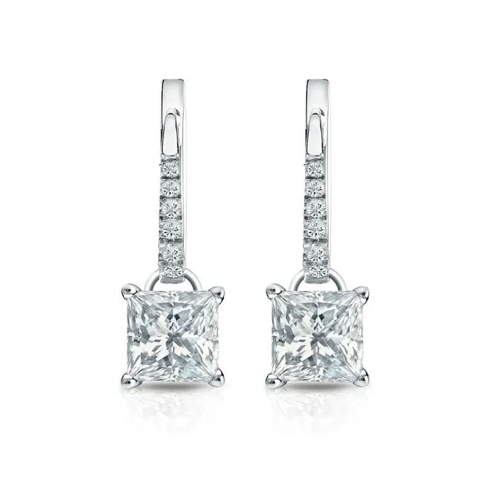 Earrings GB Sparkling 470 Carats Natural Earth Mined Diamonds Women Dangle Earrings White Gold 14K Earrings GB Sparkling 470 Carats Natural Earth Mined Diamonds Women Dangle Earrings White Gold 14K
