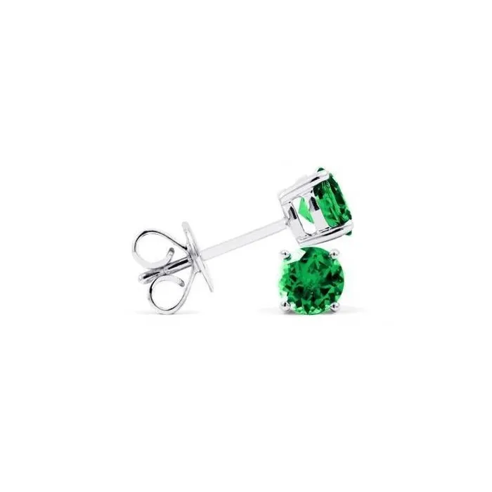 Earrings GB Women Studs Earrings 5 Ct Round Green Emerald And Natural Earth Mined Diamonds Gold 14K Earrings GB Women Studs Earrings 5 Ct Round Green Emerald And Natural Earth Mined Diamonds Gold 14K