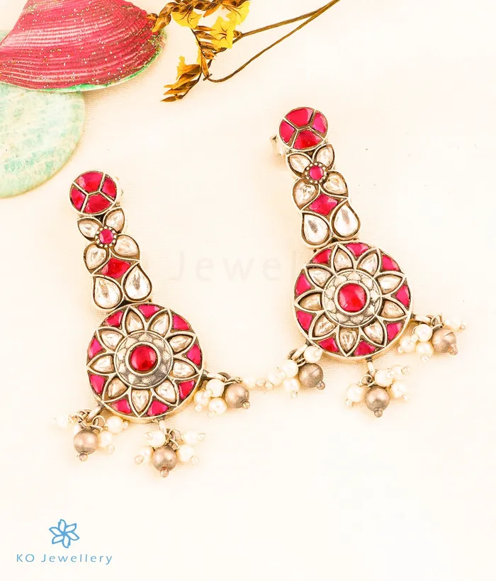 Earrings Kundan The Utkarsh Silver Choker Necklace Earrings Red