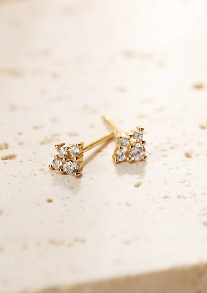 Earrings Luminar Stud Earrings Sterling Silver Gold Hey Happiness
