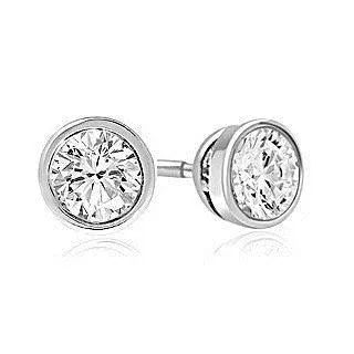 Earrings White Gold 14K 3 Carats Bezel Setting Round Natural Earth Mined Diamond Stud Earring GB Earrings White Gold 14K 3 Carats Bezel Setting Round Natural Earth Mined Diamond Stud Earring GB