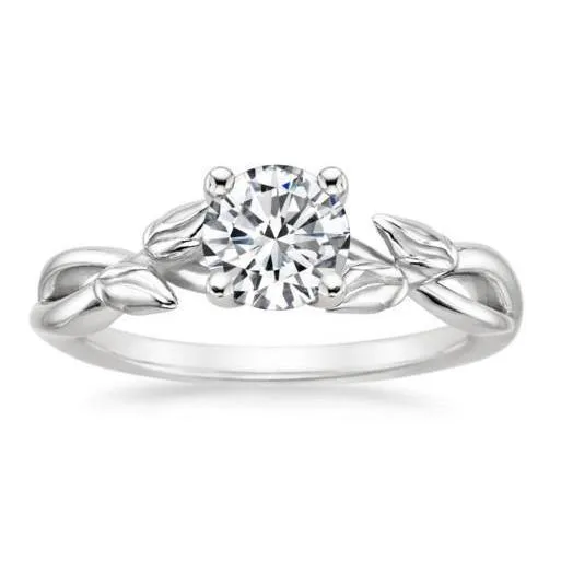 Engagement Ring 151 Carat Solitaire Round Natural Earth Mined Diamond Leaf Style Shank GB Rings Engagement Ring 151 Carat Solitaire Round Natural Earth Mined Diamond Leaf Style Shank GB Rings