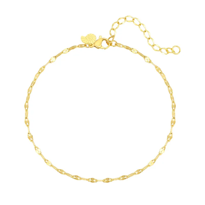 Flattened Rolo Chain Anklet Gold Hey Happiness PreStyled Sets