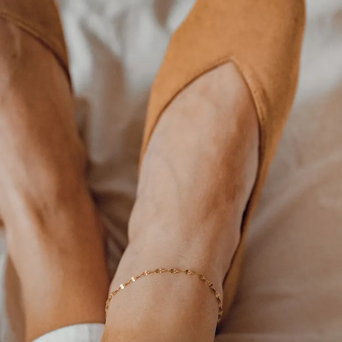 Flattened Rolo Chain Anklet Gold Hey Happiness PreStyled Sets Flattened Rolo Chain Anklet Gold Hey Happiness PreStyled Sets