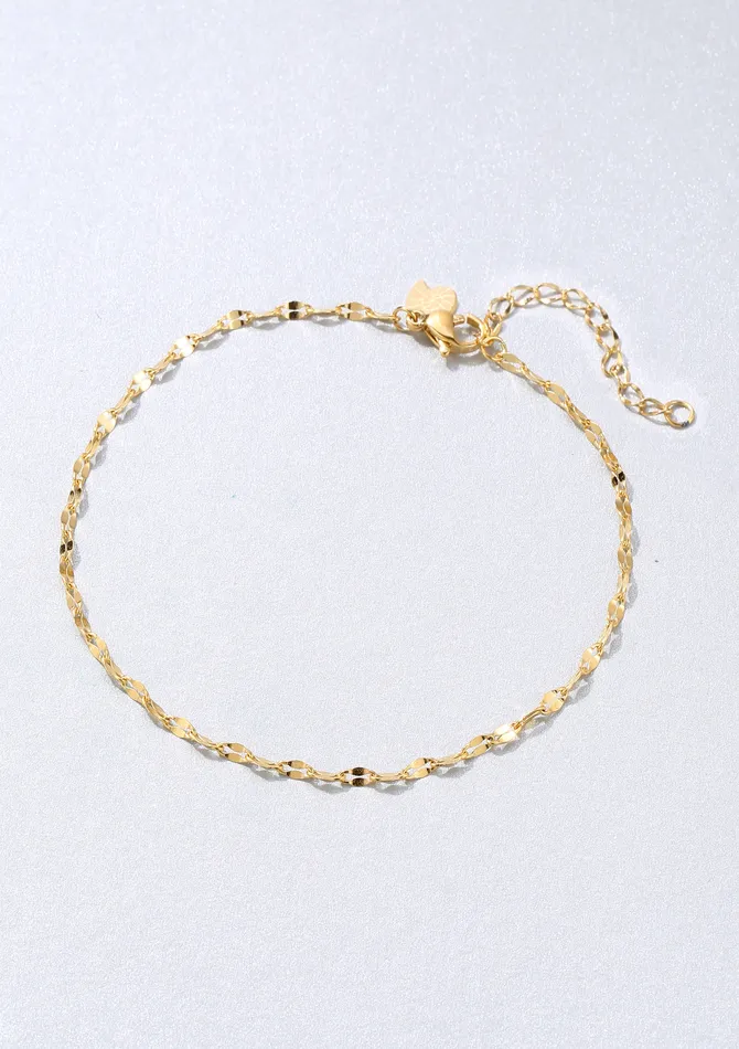 Flattened Rolo Chain Anklet Gold Hey Happiness PreStyled Sets Flattened Rolo Chain Anklet Gold Hey Happiness PreStyled Sets