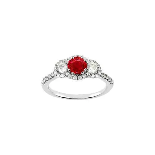 GB 350 Carats Round Red Ruby Natural Earth Mined Diamond 3 Stone Style Ring White Gold 14K Rings GB 350 Carats Round Red Ruby Natural Earth Mined Diamond 3 Stone Style Ring White Gold 14K Rings