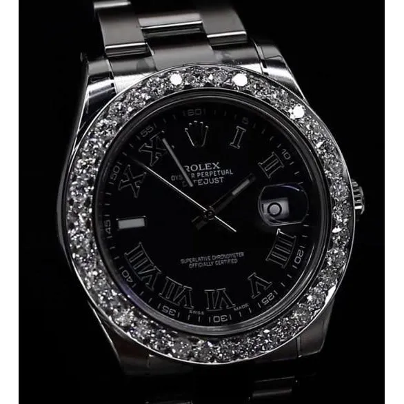 GB Bracelets Custom Diamond Bezel Dj Ii Rolex Watch Oyster Bracelet Black Dial GB Bracelets Custom Diamond Bezel Dj Ii Rolex Watch Oyster Bracelet Black Dial