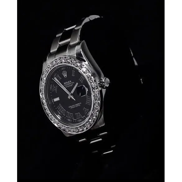 GB Bracelets Custom Diamond Bezel Dj Ii Rolex Watch Oyster Bracelet Black Dial GB Bracelets Custom Diamond Bezel Dj Ii Rolex Watch Oyster Bracelet Black Dial