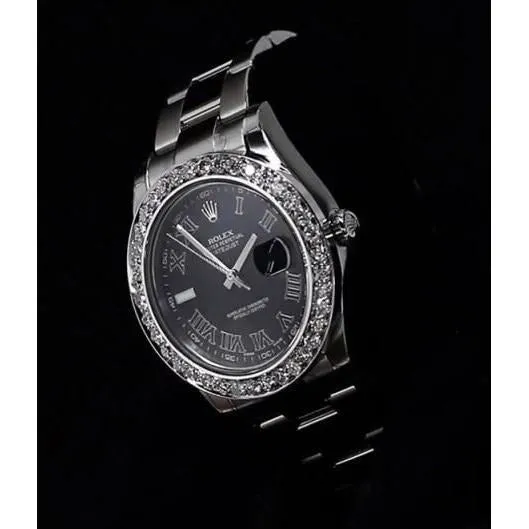 GB Bracelets Custom Diamond Bezel Dj Ii Rolex Watch Oyster Bracelet Black Dial GB Bracelets Custom Diamond Bezel Dj Ii Rolex Watch Oyster Bracelet Black Dial