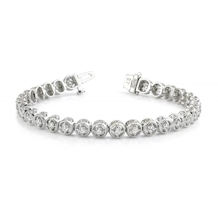 GB Bracelets Round Natural Earth Mined Diamond 480 Carats Tennis Bracelet White Gold 14K GB Bracelets Round Natural Earth Mined Diamond 480 Carats Tennis Bracelet White Gold 14K