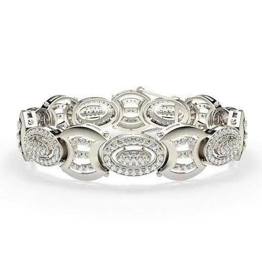 GB Bracelets Small Round Natural Earth Mined Diamonds 1150 Carats Mens Bracelet Wg 14K GB Bracelets Small Round Natural Earth Mined Diamonds 1150 Carats Mens Bracelet Wg 14K