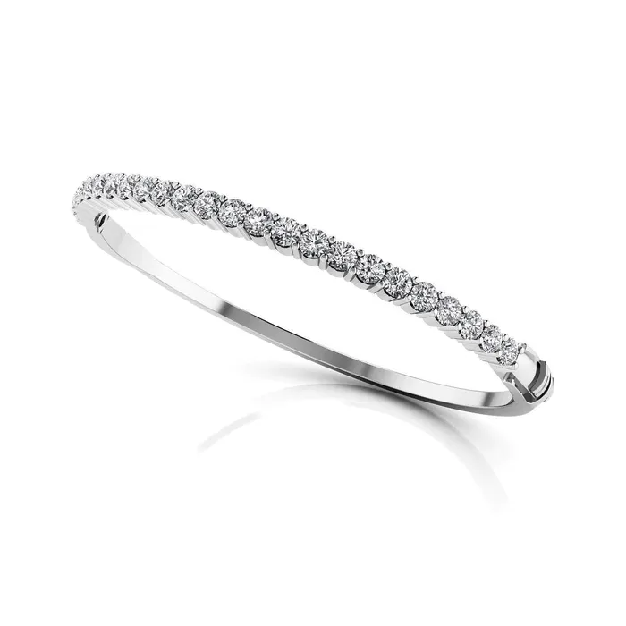 GB Bracelets White Gold Natural Earth Mined Diamond Bangle Bracelet Womens GB Bracelets White Gold Natural Earth Mined Diamond Bangle Bracelet Womens