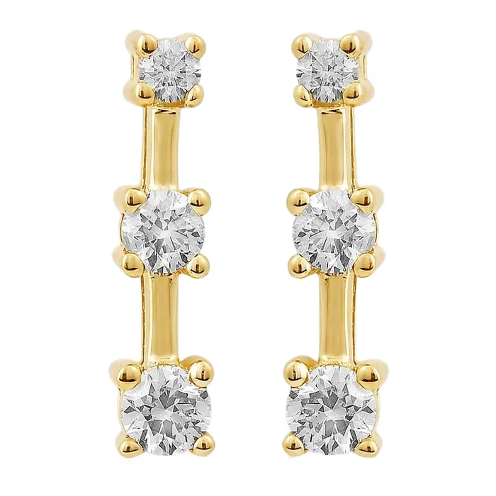 GB Earrings 075 Carats Natural Earth Mined Diamonds Three Stone Style Stud Earring Yellow Gold 14K GB Earrings 075 Carats Natural Earth Mined Diamonds Three Stone Style Stud Earring Yellow Gold 14K