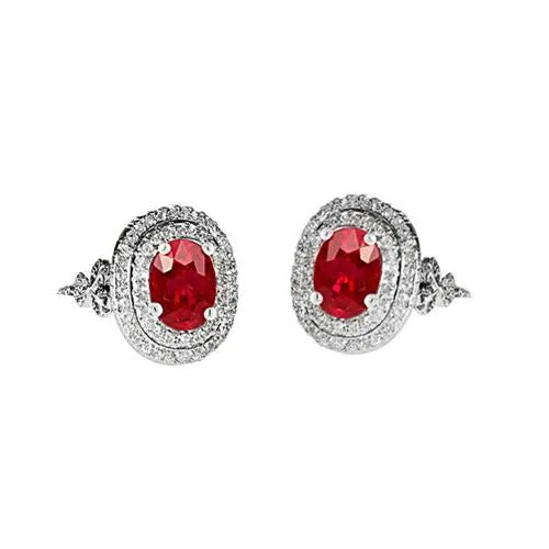 GB Earrings Gemstone Earrings Ruby Natural Earth Mined Diamonds 904 Carats White Gold 14K GB Earrings Gemstone Earrings Ruby Natural Earth Mined Diamonds 904 Carats White Gold 14K