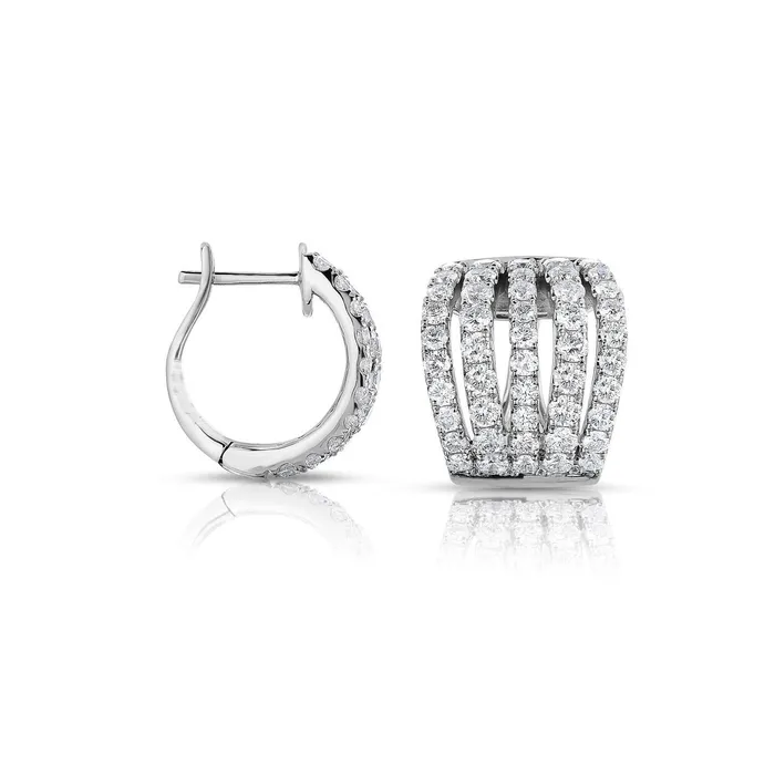 GB Earrings Multi Row 380 Carats Natural Earth Mined Diamonds Lady Hoop Earrings 14K White Gold GB Earrings Multi Row 380 Carats Natural Earth Mined Diamonds Lady Hoop Earrings 14K White Gold