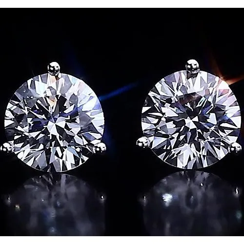 GB Earrings Three Prong Stud Earring Round Natural Earth Mined Diamond 250 Carats Jewelry GB Earrings Three Prong Stud Earring Round Natural Earth Mined Diamond 250 Carats Jewelry