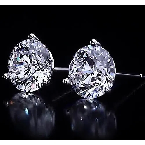 GB Earrings Three Prong Stud Earring Round Natural Earth Mined Diamond 250 Carats Jewelry GB Earrings Three Prong Stud Earring Round Natural Earth Mined Diamond 250 Carats Jewelry