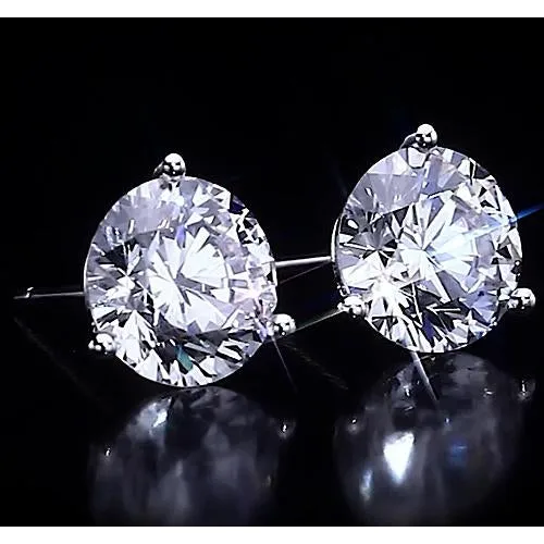GB Earrings Three Prong Stud Earring Round Natural Earth Mined Diamond 250 Carats Jewelry GB Earrings Three Prong Stud Earring Round Natural Earth Mined Diamond 250 Carats Jewelry