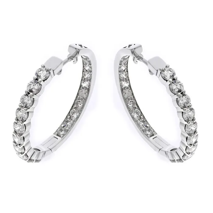 GB Earrings White Gold 14K 320 Carats Round Cut Natural Earth Mined Diamonds Lady Hoop Earrings GB Earrings White Gold 14K 320 Carats Round Cut Natural Earth Mined Diamonds Lady Hoop Earrings