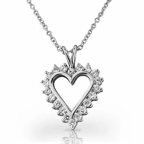 GB Heart Pendant Necklace 4 Ct Sparkling Round Cut Natural Earth Mined Diamonds Necklaces GB Heart Pendant Necklace 4 Ct Sparkling Round Cut Natural Earth Mined Diamonds Necklaces