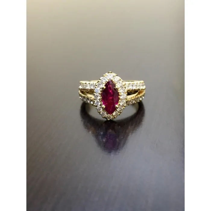 GB Marquise Red Ruby And Natural Earth Mined Diamond Wedding Ring 325 Carats Yellow Gold 14K Rings GB Marquise Red Ruby And Natural Earth Mined Diamond Wedding Ring 325 Carats Yellow Gold 14K Rings