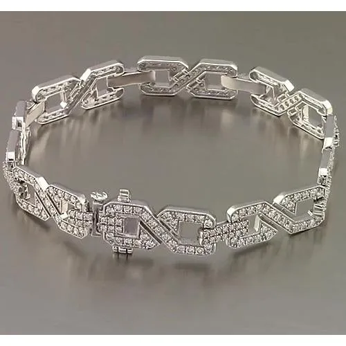 GB Men Natural Earth Mined Diamond Bracelet Prong Set 9 Carats White Gold Jewelry 14K New Bracelets GB Men Natural Earth Mined Diamond Bracelet Prong Set 9 Carats White Gold Jewelry 14K New Bracelets