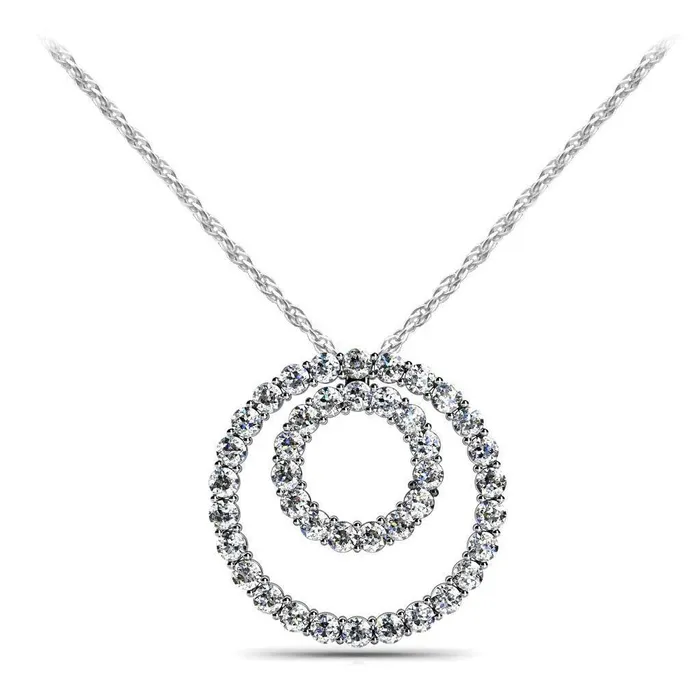 GB Necklaces 820 Ct Sparkling Natural Earth Mined Diamonds Double Circle Pendant Necklace White Gold GB Necklaces 820 Ct Sparkling Natural Earth Mined Diamonds Double Circle Pendant Necklace White Gold