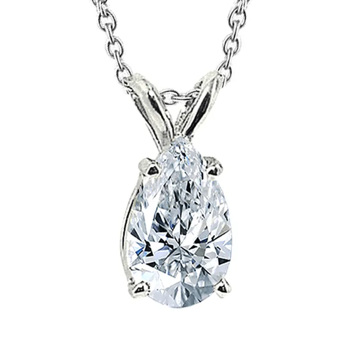 GB Necklaces Pear Natural Earth Mined Diamond Solitaire Pendant Women Necklace White Gold New 3 Cts GB Necklaces Pear Natural Earth Mined Diamond Solitaire Pendant Women Necklace White Gold New 3 Cts