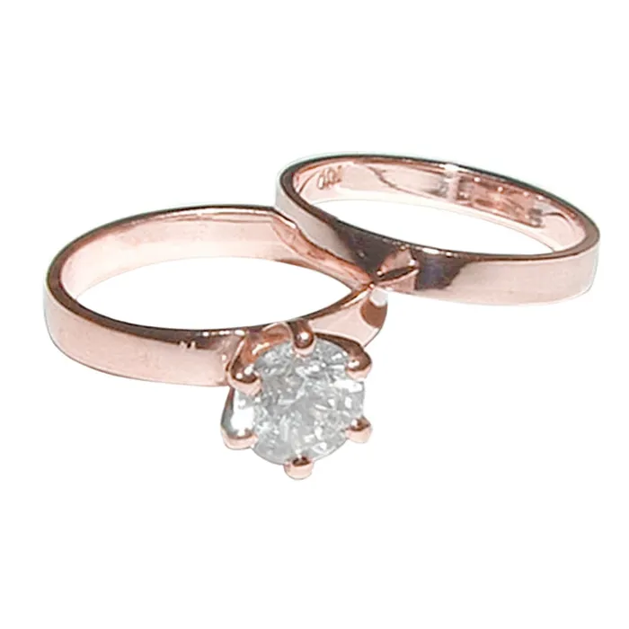 GB Rings 1 Carat Natural Earth Mined Diamond Engagement Ring Set Solitaire Wedding Band