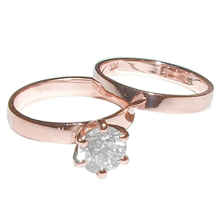 GB Rings 1 Carat Natural Earth Mined Diamond Engagement Ring Set Solitaire Wedding Band