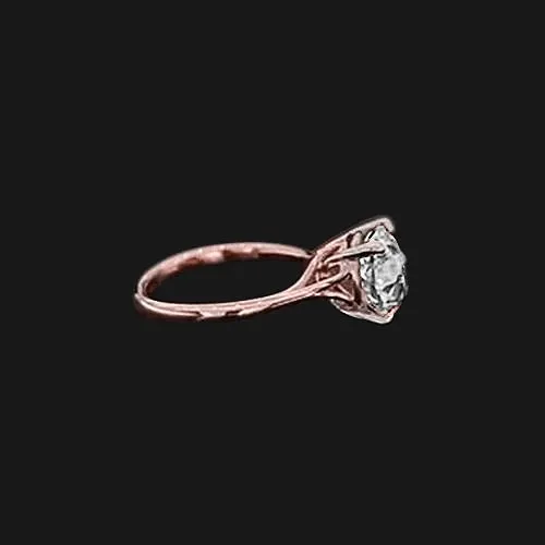GB Rings 2 Ct Old Miner Natural Earth Mined Diamond Interlocking Solitaire Ring