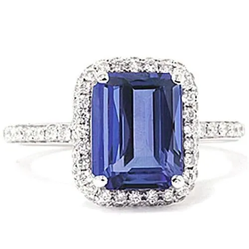GB Rings 550 Ct Emerald Cut Tanzanite Natural Earth Mined Diamond Solitaire Ring With Accent GB Rings 550 Ct Emerald Cut Tanzanite Natural Earth Mined Diamond Solitaire Ring With Accent
