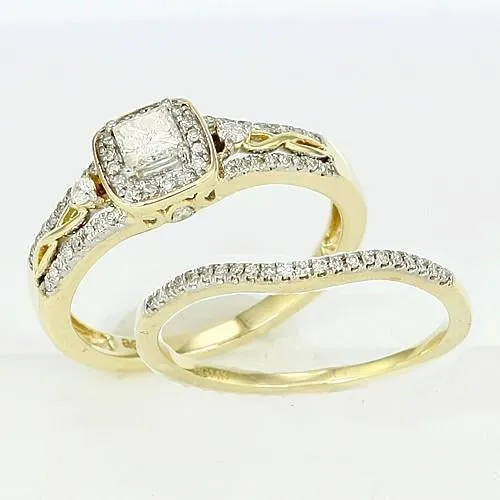 GB Rings Natural Earth Mined Diamond Bridal Engagement Set Ring 2 Carats Yellow Gold 14K Jewelry New GB Rings Natural Earth Mined Diamond Bridal Engagement Set Ring 2 Carats Yellow Gold 14K Jewelry New