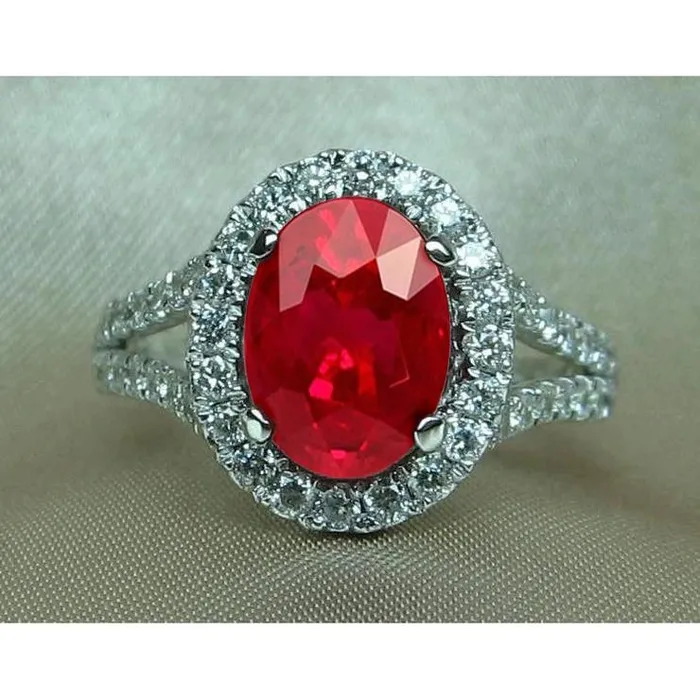 GB Rings Red Oval Ruby With Accents Natural Earth Mined Diamond Wedding Ring 675 Carats White Gold GB Rings Red Oval Ruby With Accents Natural Earth Mined Diamond Wedding Ring 675 Carats White Gold
