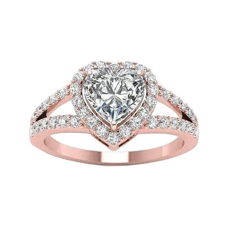 GB Rings Rose Gold Heart And Round Natural Earth Mined Diamond Wedding Ring 615 Carats Halo GB Rings Rose Gold Heart And Round Natural Earth Mined Diamond Wedding Ring 615 Carats Halo