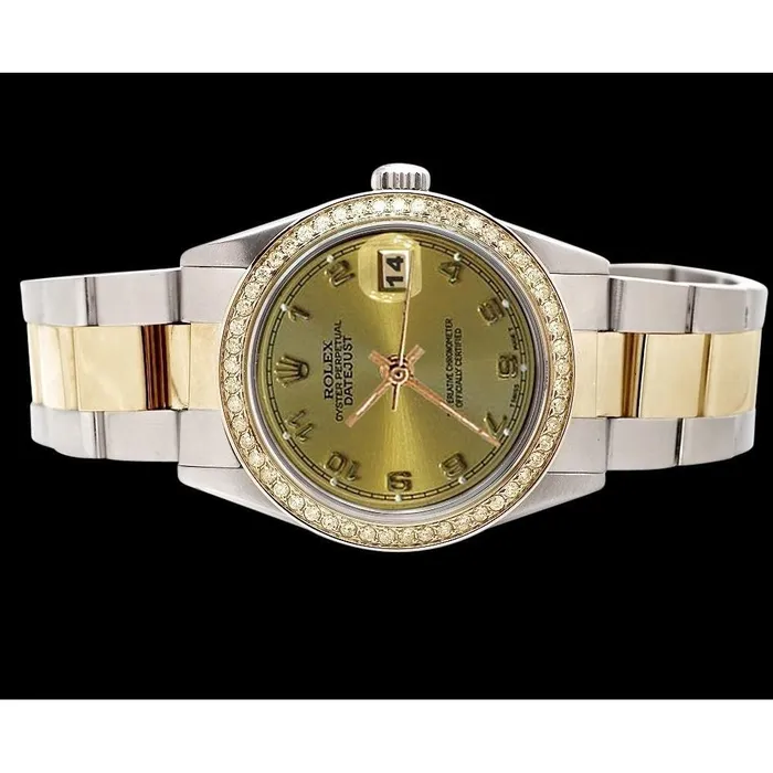 GB Watches Ss Gold Oyster Arabic Dial Rolex Datejust Watch QUICK SET
