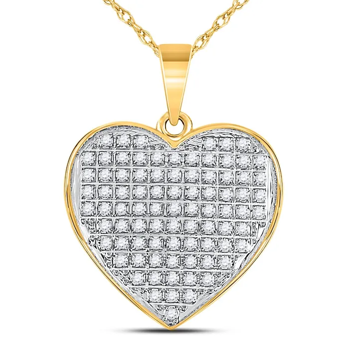 GND 10kt Yellow Gold Womens Round Diamond Heart Pendant 14 Cttw GND Necklaces GND 10kt Yellow Gold Womens Round Diamond Heart Pendant 14 Cttw GND Necklaces