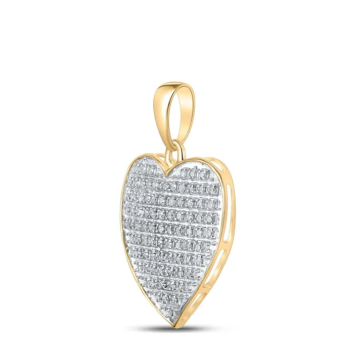GND 10kt Yellow Gold Womens Round Diamond Heart Pendant 14 Cttw GND Necklaces GND 10kt Yellow Gold Womens Round Diamond Heart Pendant 14 Cttw GND Necklaces